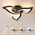 Dimmable 35W LED Ceiling Light with Remote – Black Acrylic Flower Design, 3000K–6500K Adjustable Lighting