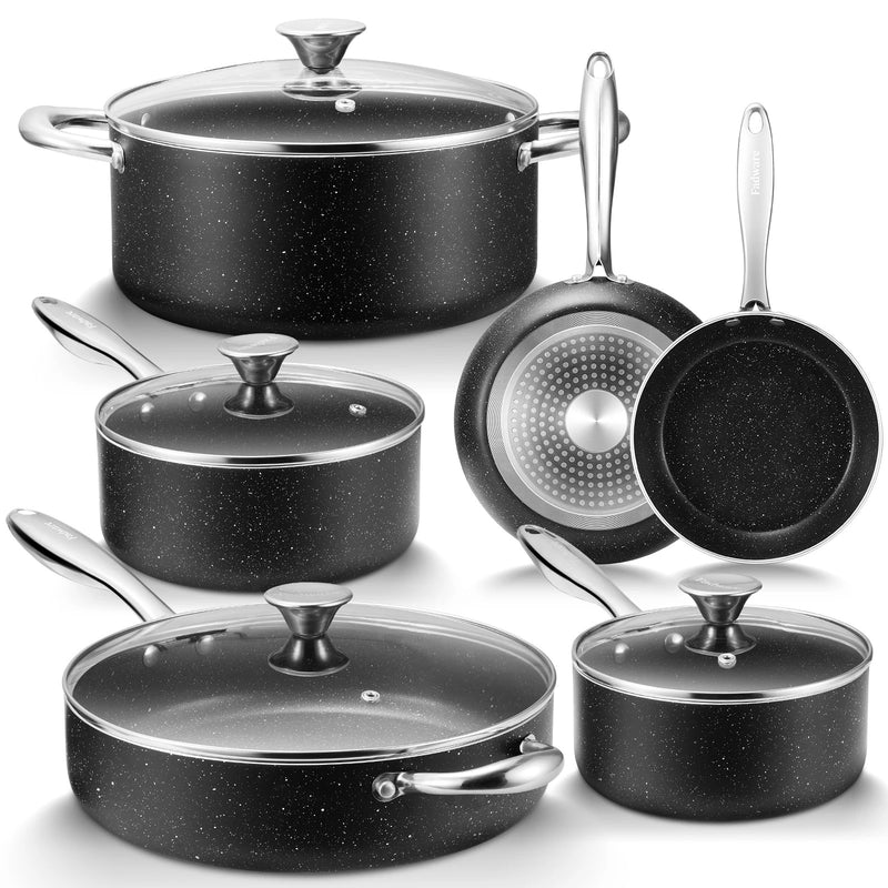 Premium Aluminium Non-Stick Pot & Pan Set (10pc) – Oven-Safe, Dishwasher-Safe & Induction-Ready