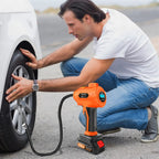 Portable Electric Car Tyre Pump, 180PSI High-Pressure Air Compressor, 21V Rechargeable & 12V Car Adapter