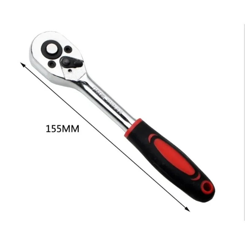 46PCS 1/4" Drive Socket Ratchet Wrench Set – Chrome Vanadium Car Repair Tool Kit with Case