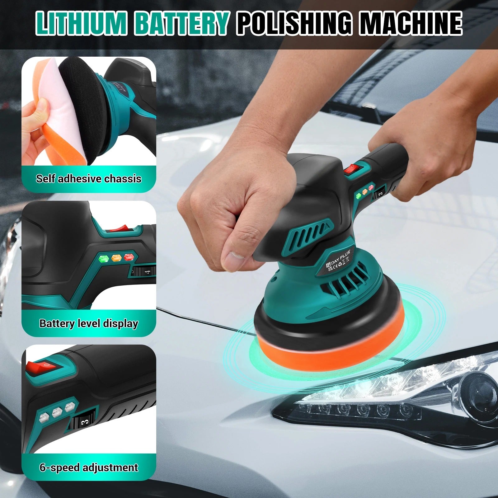 Electric Car Polishing Machine – Variable Speed Portable Buffer & Polisher with Dual Battery Set