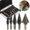 5-Piece HSS Cobalt Step Drill Bit Set – 50-Size Multi-Hole Conical Cutter with Organiser Case