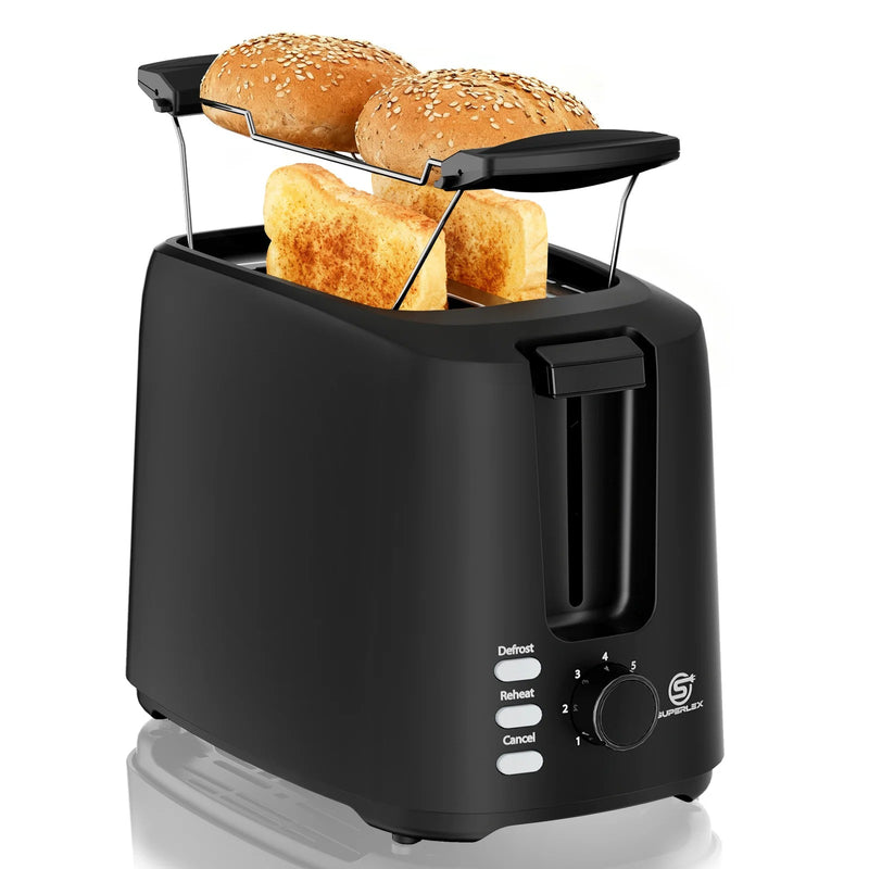2-Slice Stainless Steel Toaster – Wide-Slot Breakfast Machine with 6 Browning Levels & Auto Pop-Up
