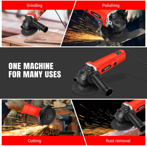 115mm Angle Grinder 5000W 4.5” Electric Corded Grinder 12000RPM M14 for Metal & Tile Cutting