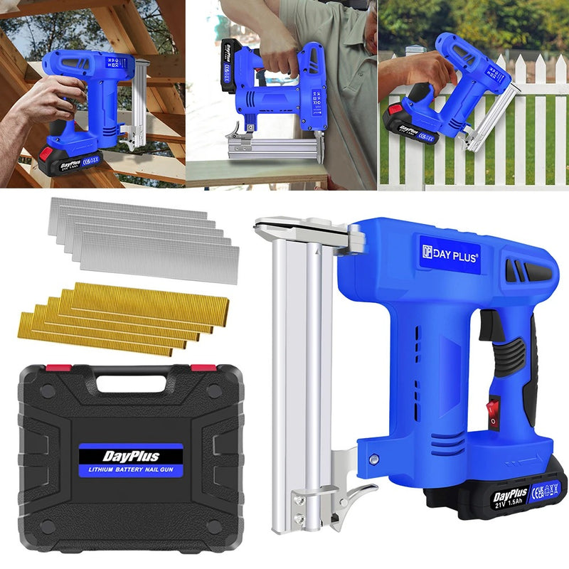 Electric Nail Gun & Stapler Kit – 2-in-1 Heavy Duty Tacker with Battery, Charger & 1000-Piece Accessory Set