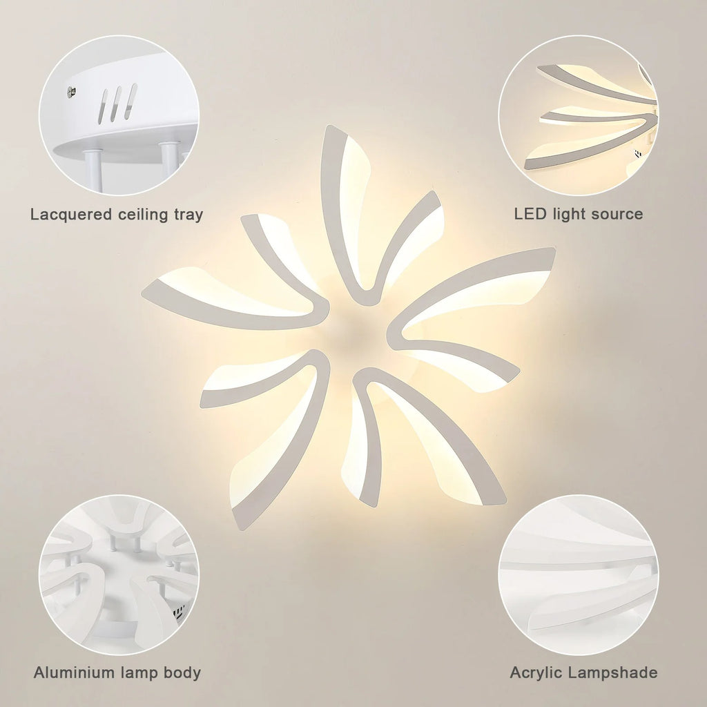 Modern LED Ceiling Light 48W – Dimmable V-Shaped Acrylic Flush Mount with Remote Control, 3000K/4000K/6500K for Bedroom, Living Room & Kitchen