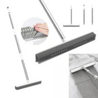 2-in-1 Rubber Broom with Squeegee – Silicone Pet Hair Remover, Long Handle Floor & Window Cleaning Brush