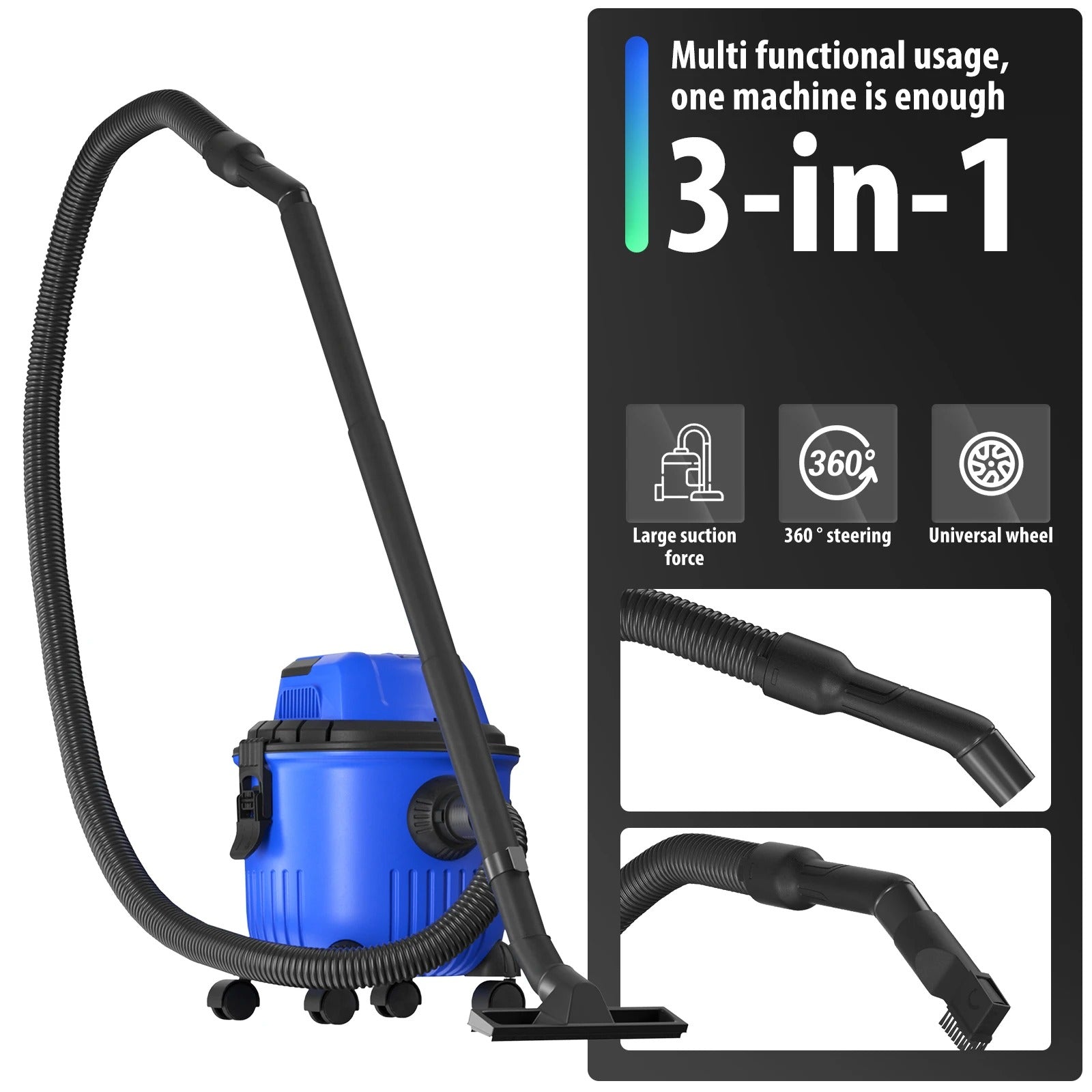 3-in-1 Wet & Dry Vacuum Cleaner with Blower | 15L Bagless Cylinder, 3800W, HEPA Filter