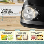 TopStrong 6-in-1 Food Processor 800W with 2L Bowl, 3 Speeds & Pulse – Chop, Slice, Shred & Knead Dough
