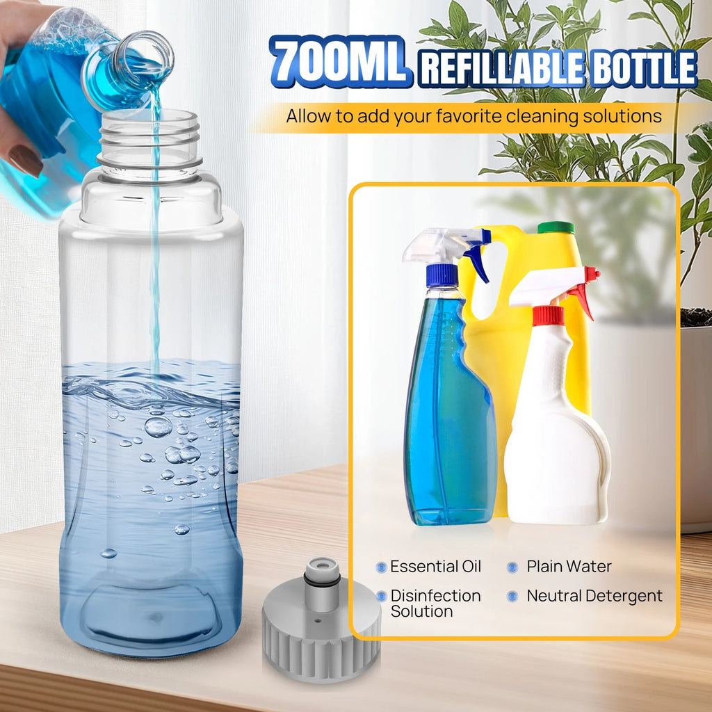 Wet and Dry Spray Mop Floor Wiper with Spray Function with 3 Wiper Pads and Window Scraper, 360° Rotating Mop 700ml