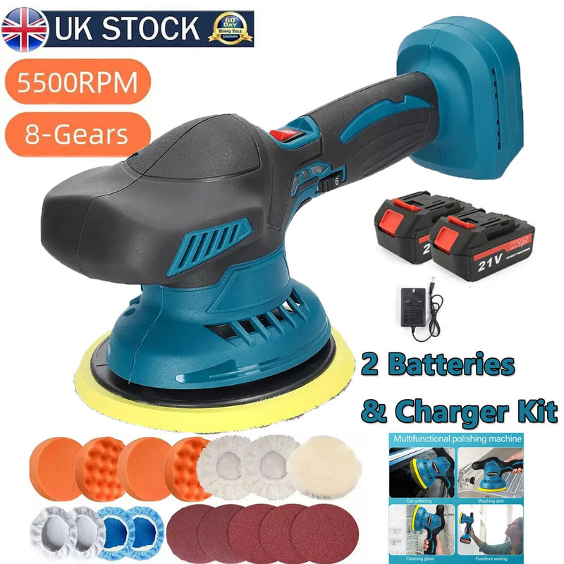 125mm Cordless Eccentric Polisher Set – High-Performance 380W Buffer for Car Detailing & Home DIY