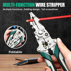 18-in-1 Foldable Wire Stripper Pliers – Multifunction Electrician Tool with Wire Cutting, Stripping & Crimping Functions | Compact Chrome Vanadium Steel Electrical Repair Tool