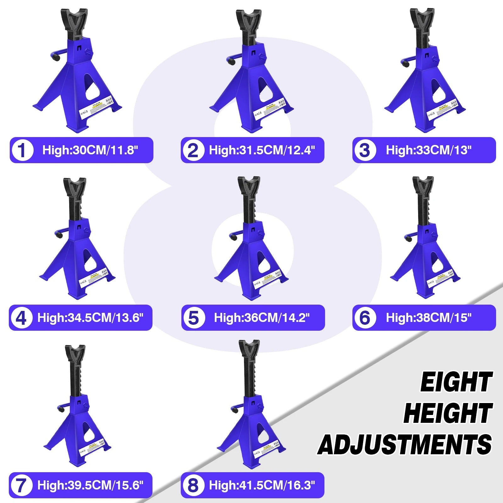 DayPlus Heavy Duty 3 Ton Axle Stands for Car Van 4x4 Caravan Garage Workshop Steel Robust Construction Support Lift 29-43cm,2PCS