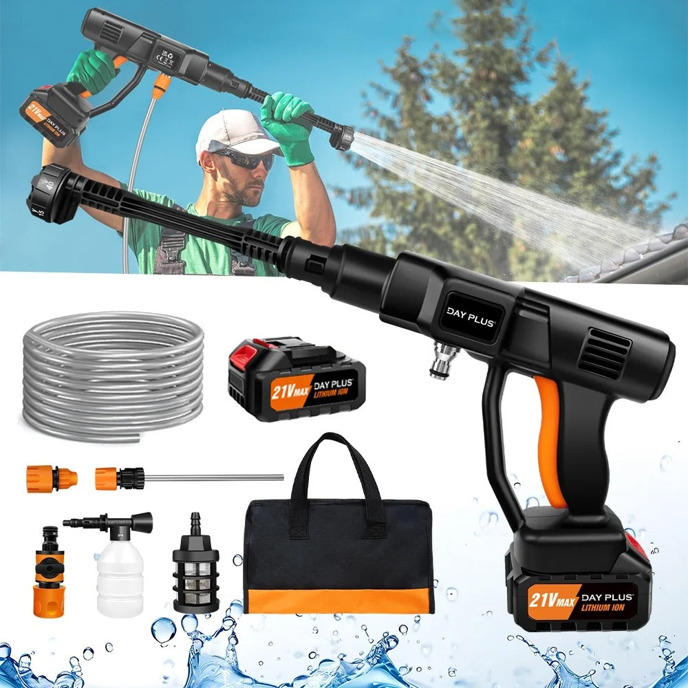 21V Handheld High Pressure Washer | 6-in-1 Nozzle Cordless Water Gun for Car, Floor & Garden Cleaning