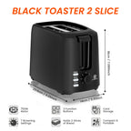 2-Slice Stainless Steel Toaster – Wide-Slot Breakfast Machine with 6 Browning Levels & Auto Pop-Up