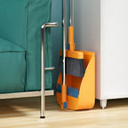 Long Handle Broom and Dustpan Set – Foldable Household Cleaning Brush with Hair Comb Teeth, Wet & Dry Floor Sweeping Set