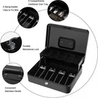 Money Box with Key -Money Tin with Lock - Small Lockable Cash Box with Coin Tray for Petty Cash Coins Notes