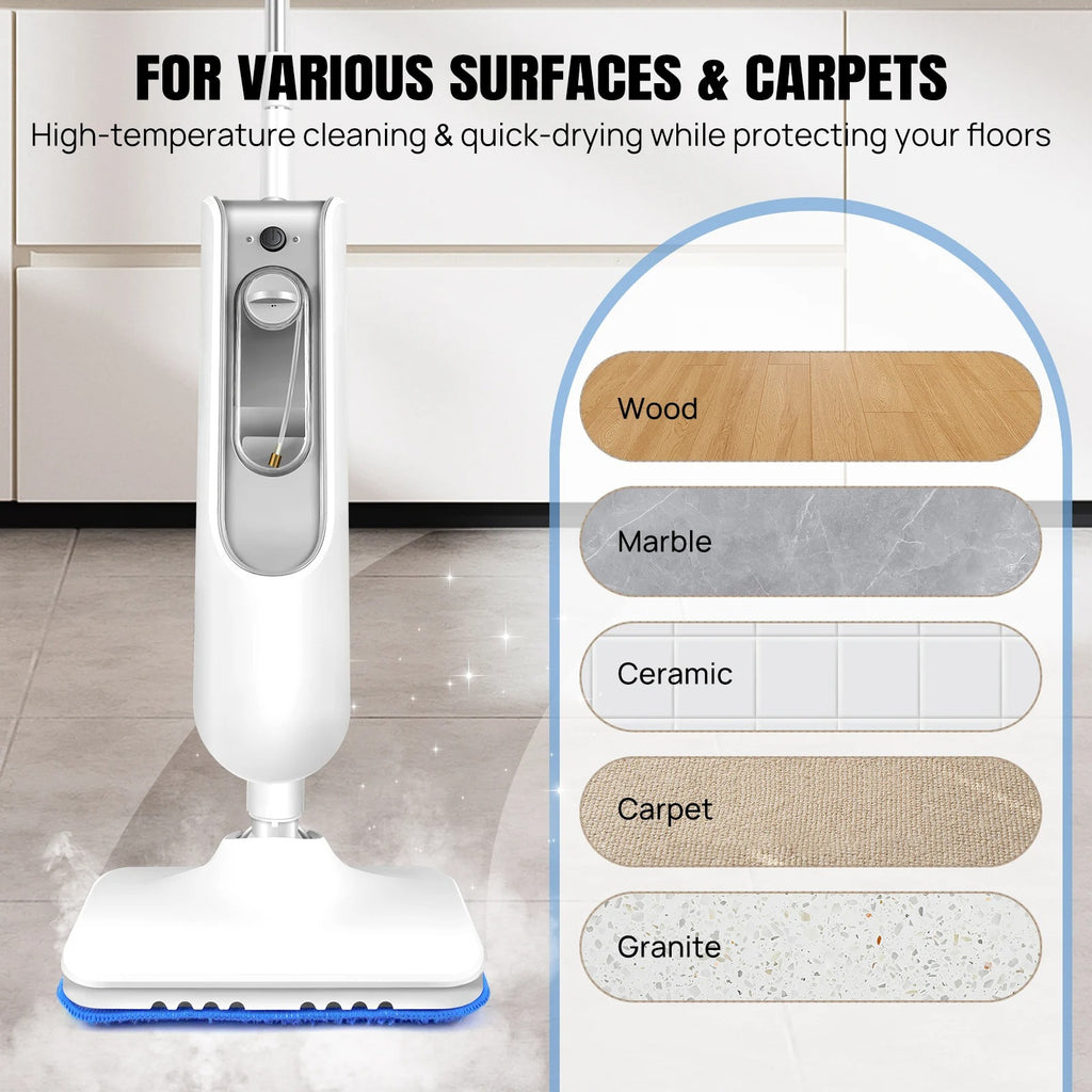 1500W Steam Mop with Detachable Handheld Cleaner – Powerful Floor Steamer for Carpet, Laminate & Hardwood Floors