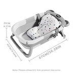 Portable Travel Bathtub, Collapsible Baby Bathtub, with Thermometer &1Soft Floating Cushion, with Drain Hole,For Baby 0-36 Month