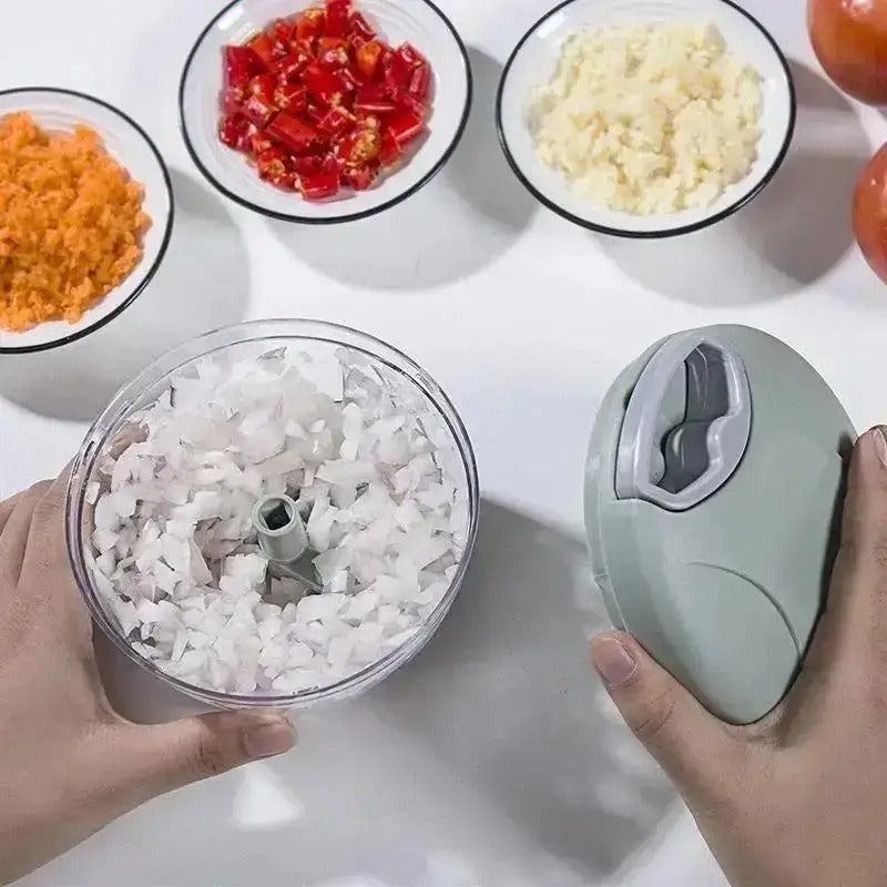 Manual Rotary Garlic & Vegetable Chopper – 500ml/900ml Hand-Powered Food Processor for Kitchen Prep