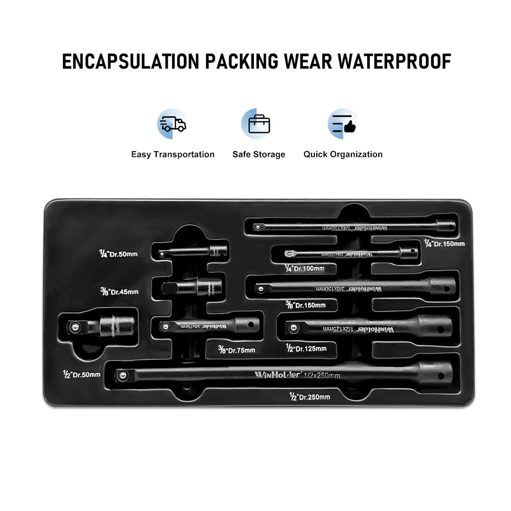 9-Piece Impact Extension Bar Set (1/4", 3/8", 1/2" Drive)
