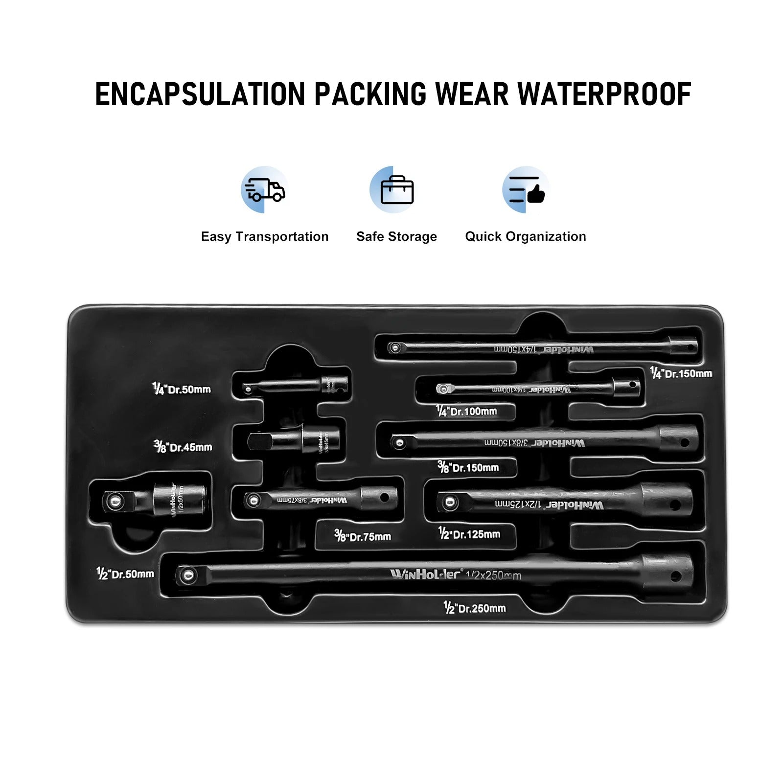 9-Piece Impact Extension Bar Set (1/4", 3/8", 1/2" Drive)