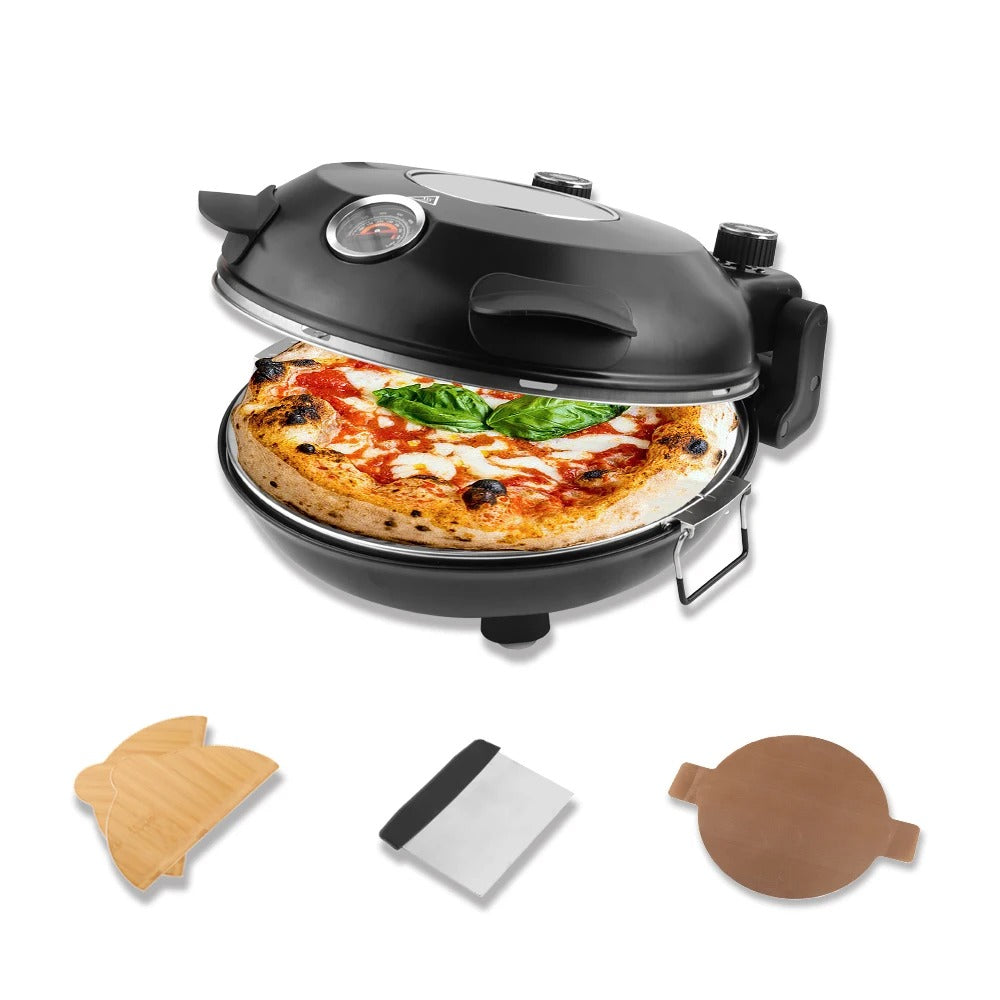 Professional Indoor Electric Pizza Oven – 1200W, 420℃ Fast Heat, Dual Control & 12" Removable Ceramic Stone