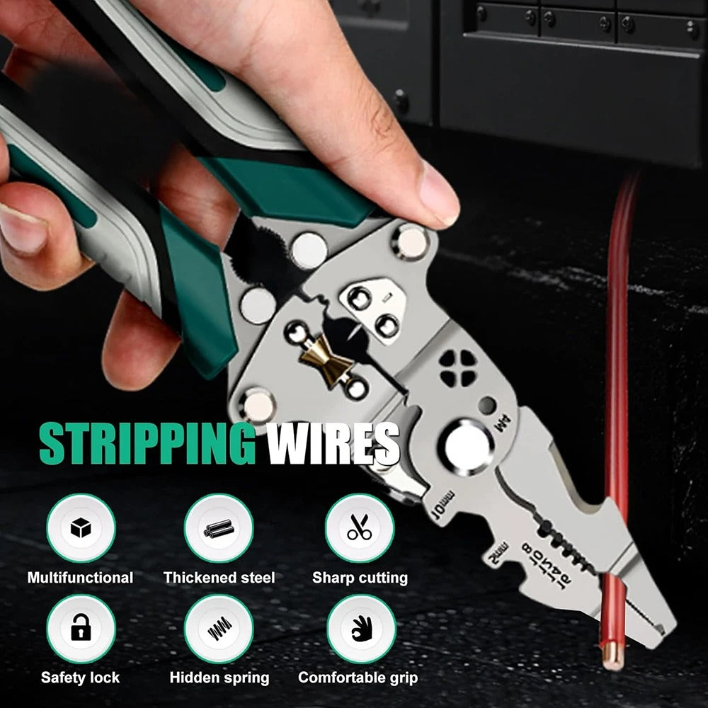 18-in-1 Foldable Wire Stripper Pliers – Multifunction Electrician Tool with Wire Cutting, Stripping & Crimping Functions | Compact Chrome Vanadium Steel Electrical Repair Tool