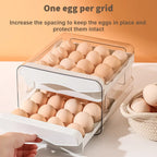 Drawer Egg Holder Rack – 2 Layer Refrigerator Egg Storage Box (32 Grid, White)