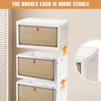 3/4/5 Tier Stackable Storage Boxes with Lids | Foldable Plastic Organiser with Lockable Wheels for Home & Office