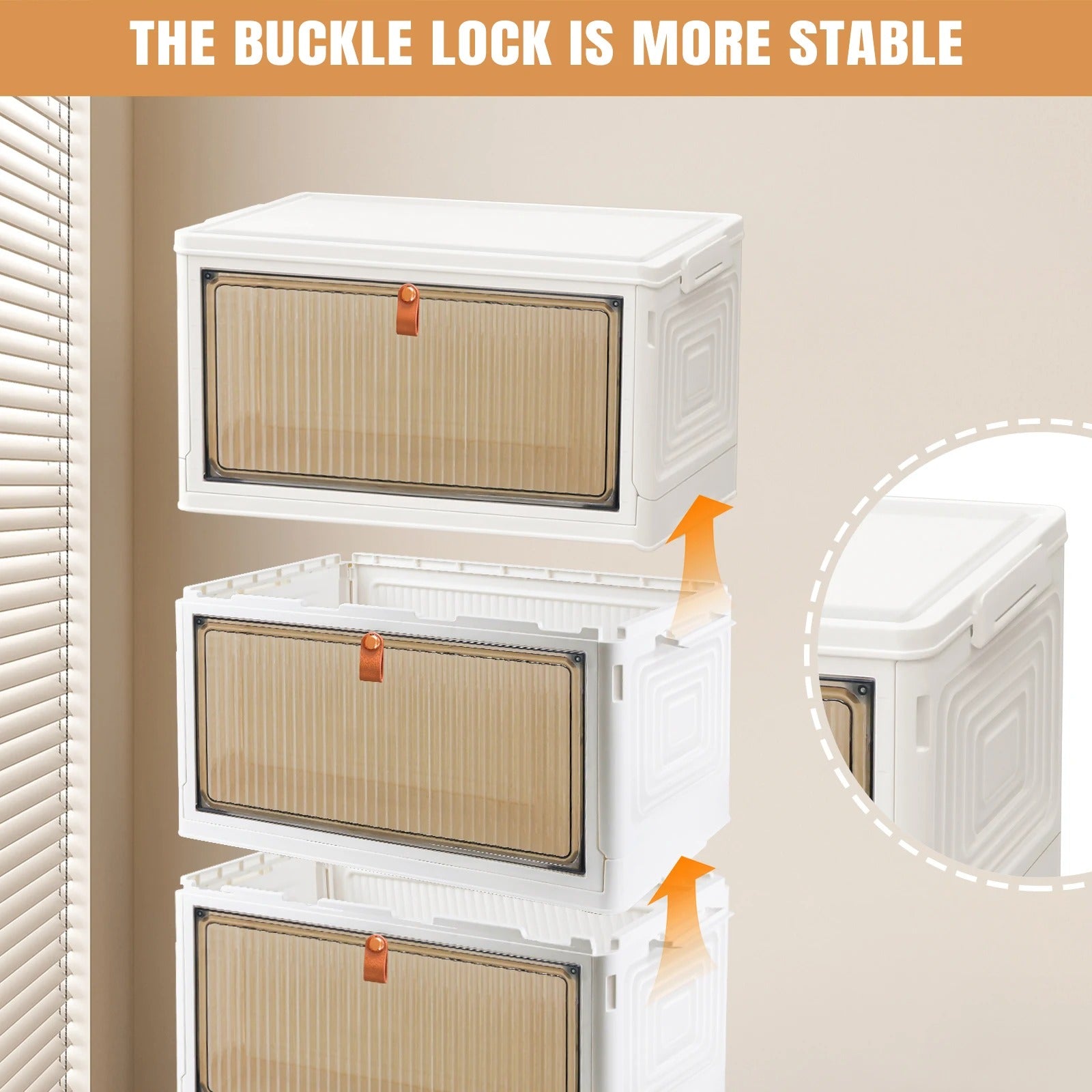 3/4/5 Tier Stackable Storage Boxes with Lids | Foldable Plastic Organiser with Lockable Wheels for Home & Office