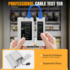 RJ45/RJ11/RJ12 Pass-Through Crimping Tool Kit – Includes Network Cable Tester, Stripper, 50 Connectors & Covers