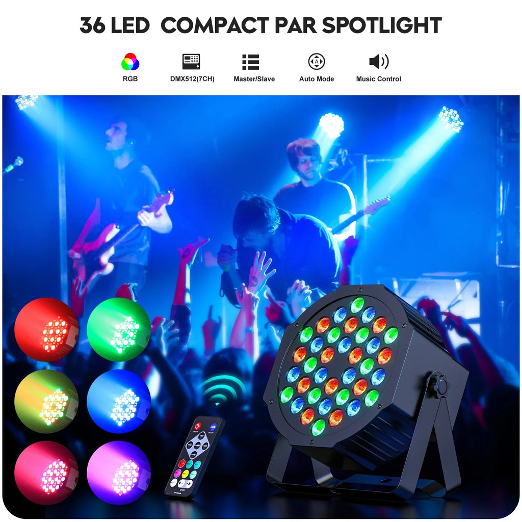 4/8PCS 36LEDs RGB Par Lights Remote & DMX Control Stage Light Effect Projector for Church Wedding Party Club Music Live