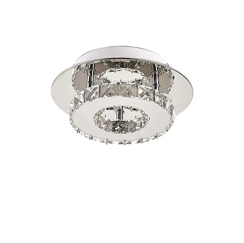 Modern Crystal Ceiling Light Stainless Steel Frame K9 Glass Crystals, 12W  LED, Cool White for Living Room Dining Room Hallway