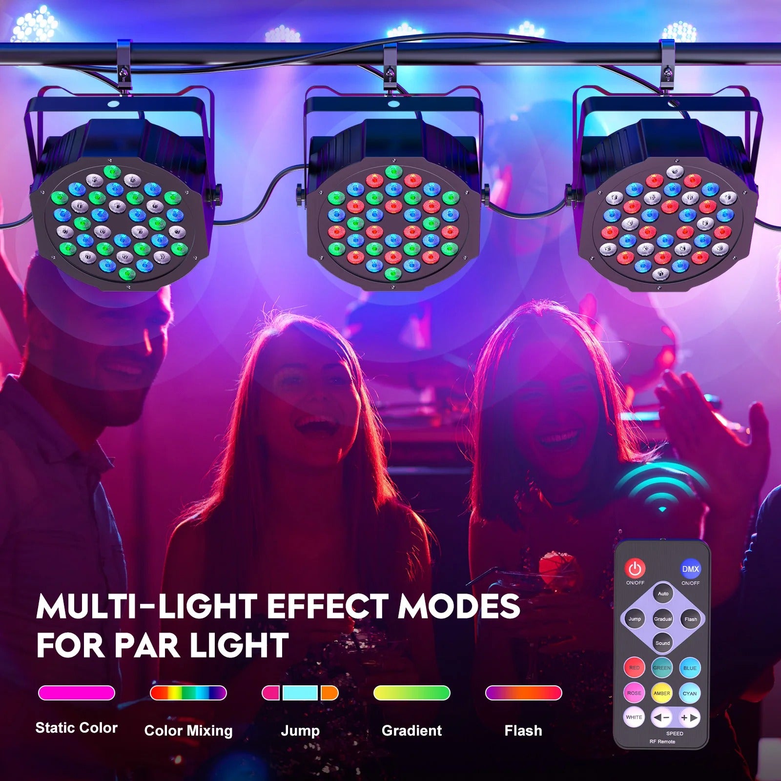 4/8PCS 36LEDs RGB Par Lights Remote & DMX Control Stage Light Effect Projector for Church Wedding Party Club Music Live