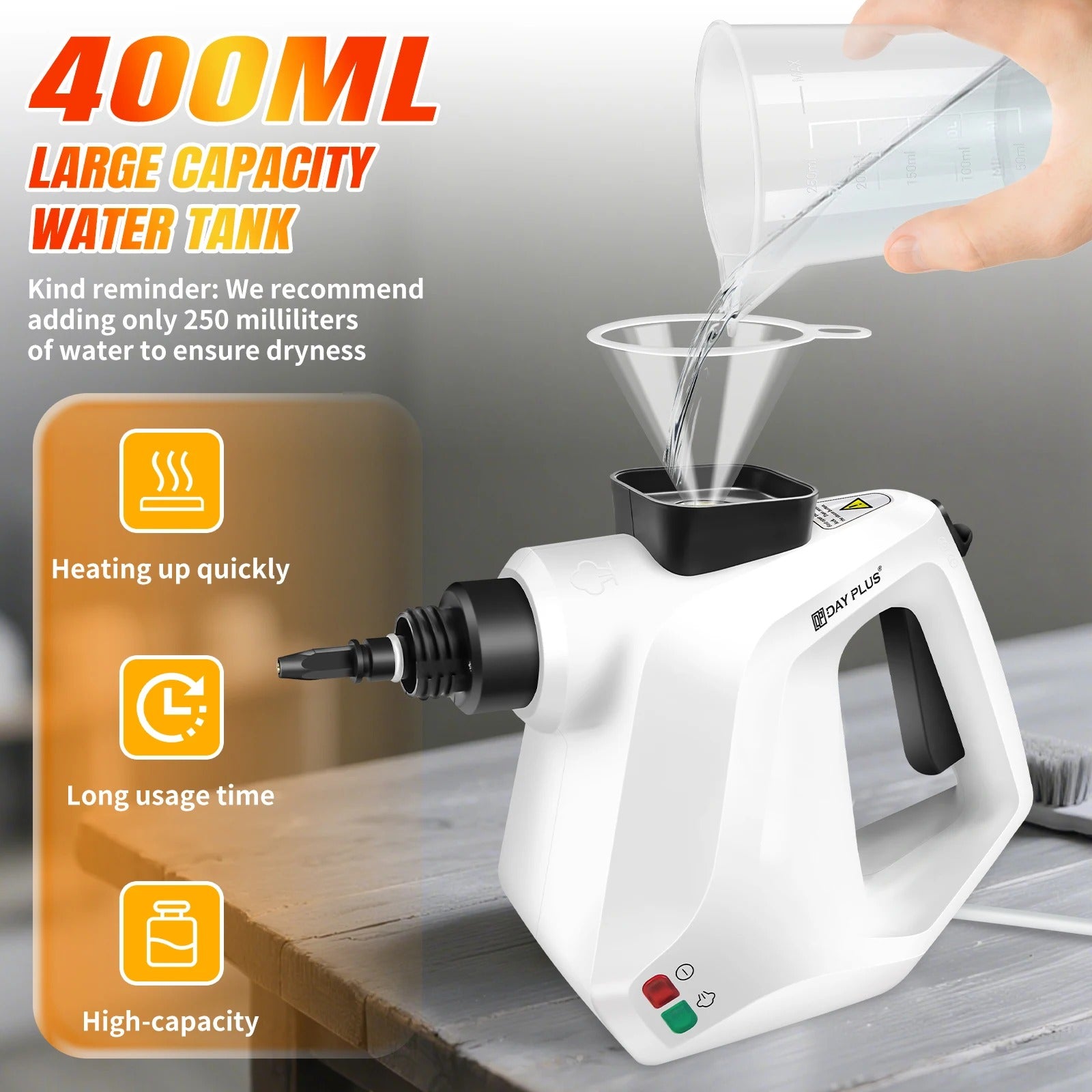 Handheld Steam Cleaner 1000W – High Temperature Chemical-Free Steam Cleaner 400ml for Home, Kitchen, Car & Upholstery Cleaning | Portable Deep Cleaning Sanitiser Tool