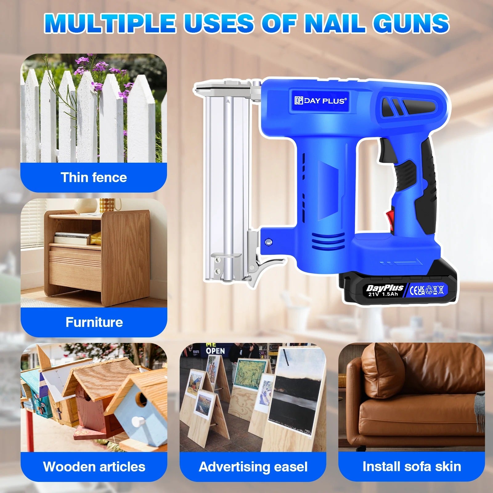 Electric Nail Gun & Stapler Kit – 2-in-1 Heavy Duty Tacker with Battery, Charger & 1000-Piece Accessory Set
