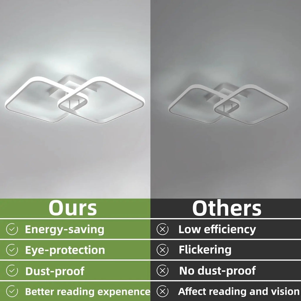 Modern Square Ceiling Light, LED Chandeliers, 42W Acrylic Ceiling Lamp for Kitchen Dining Room Living Room,6500K