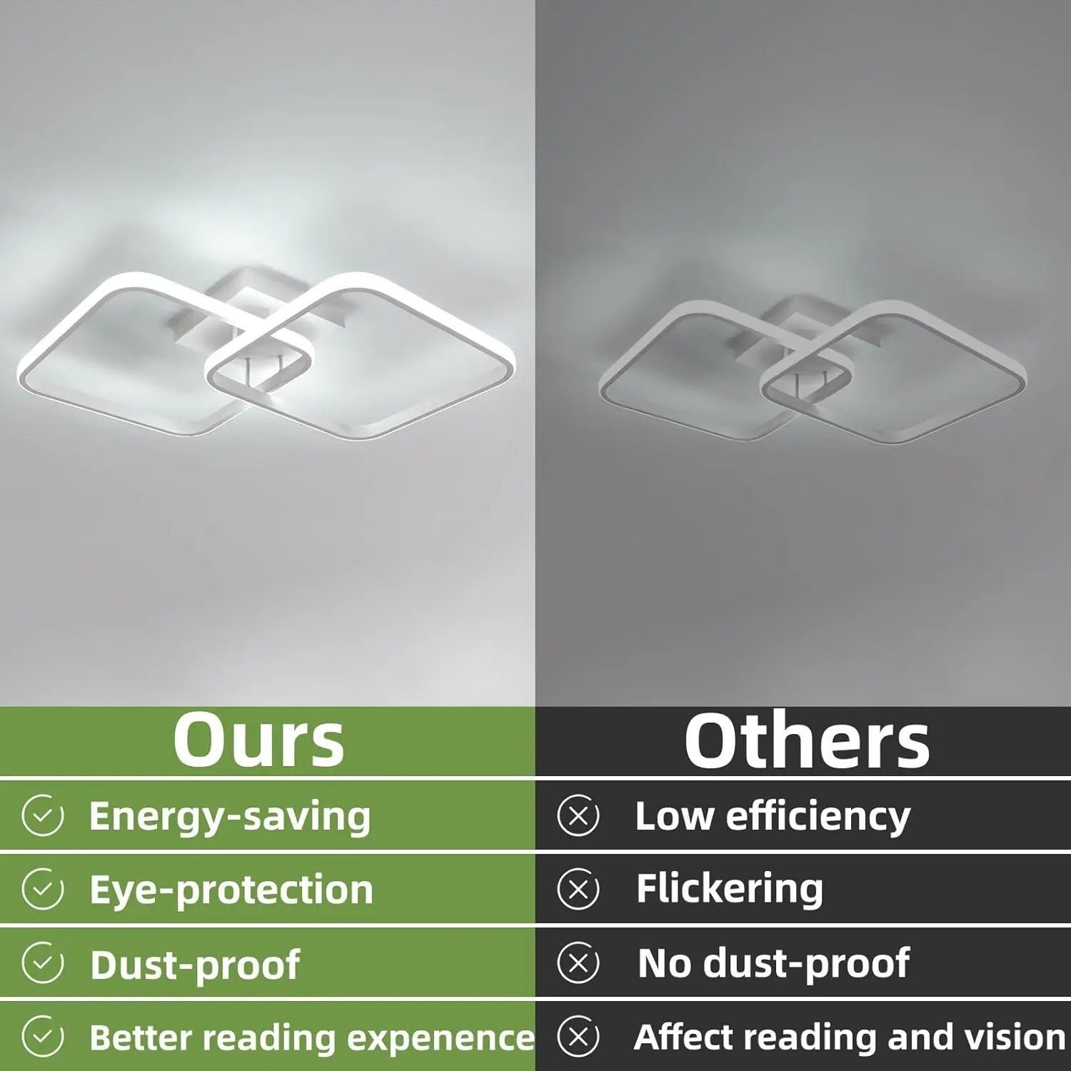 Modern Square Ceiling Light, LED Chandeliers, 42W Acrylic Ceiling Lamp for Kitchen Dining Room Living Room,6500K