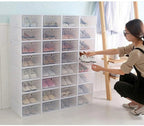 20/24PCS Foldable Clear Shoe Boxes Set – Stackable Plastic Shoe Rack Storage Container for Home Organizer 33×23×14cm