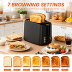 2-Slice Stainless Steel Toaster – Wide-Slot Breakfast Machine with 6 Browning Levels & Auto Pop-Up