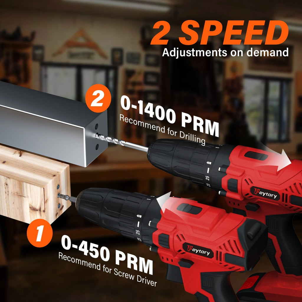 Professional Cordless Drill & Screwdriver Kit – 21V, 45Nm Torque, 2-Speed Gearbox & 29 Accessories