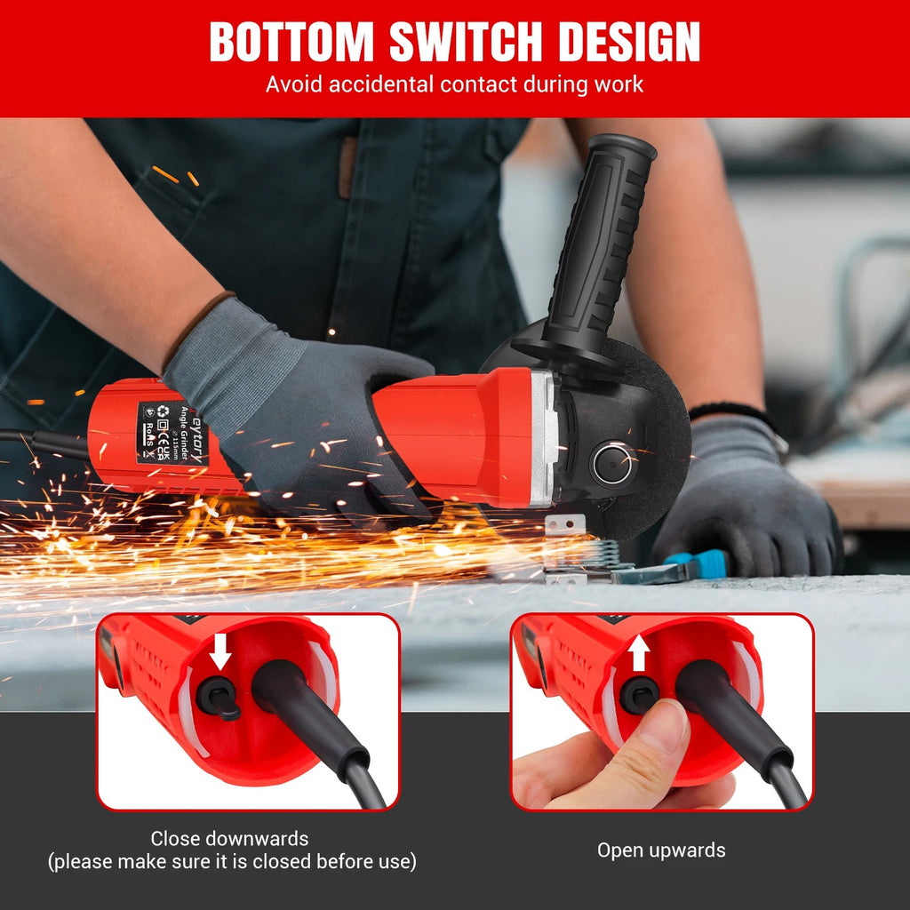 DayPlus 115mm Angle Grinder 5000W 4.5” Electric Corded Grinder 12000RPM M14 for Metal & Tile Cutting