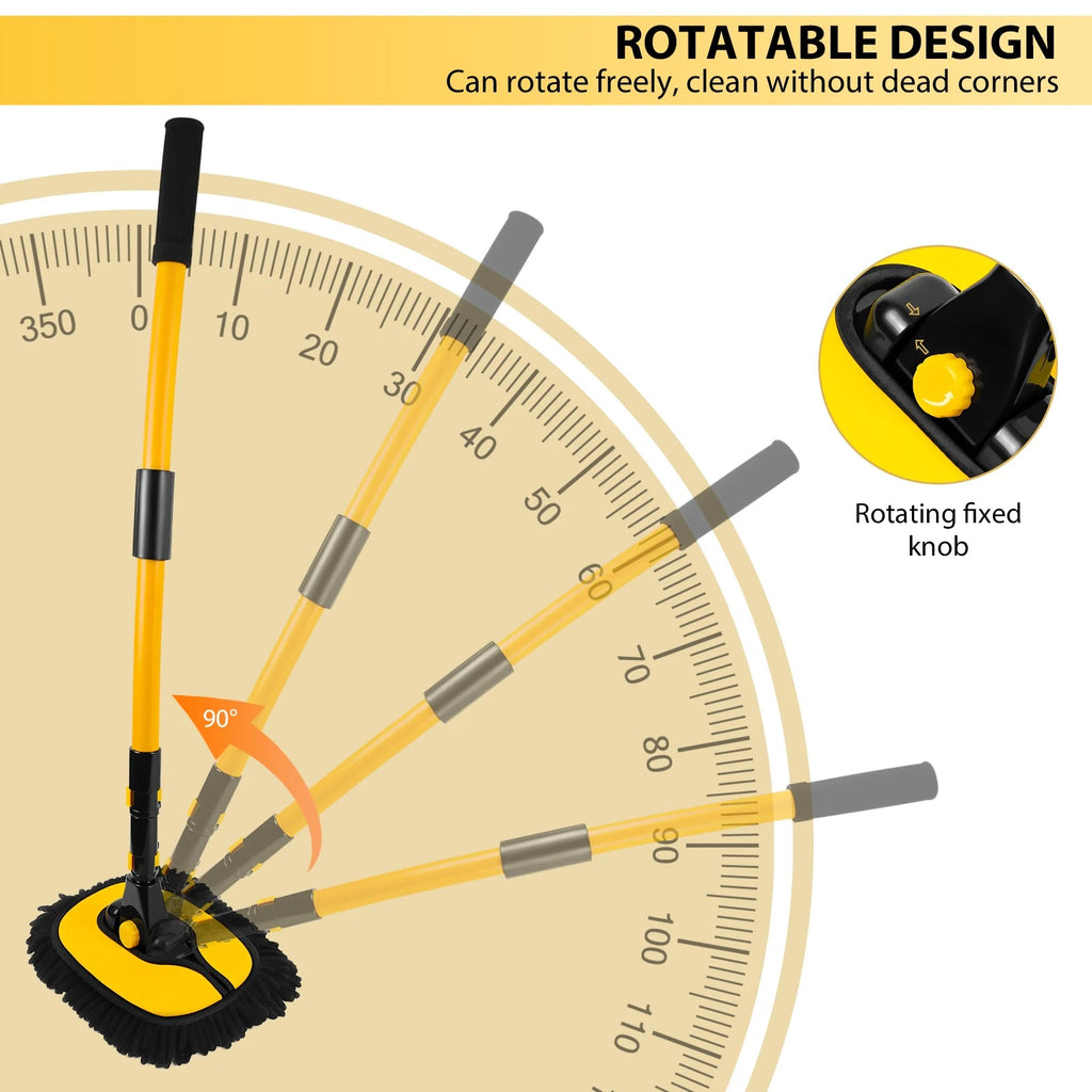 15° Arc Retractable Car Cleaning Brush | Extendable Microfiber Mop for RV, Truck & Camper