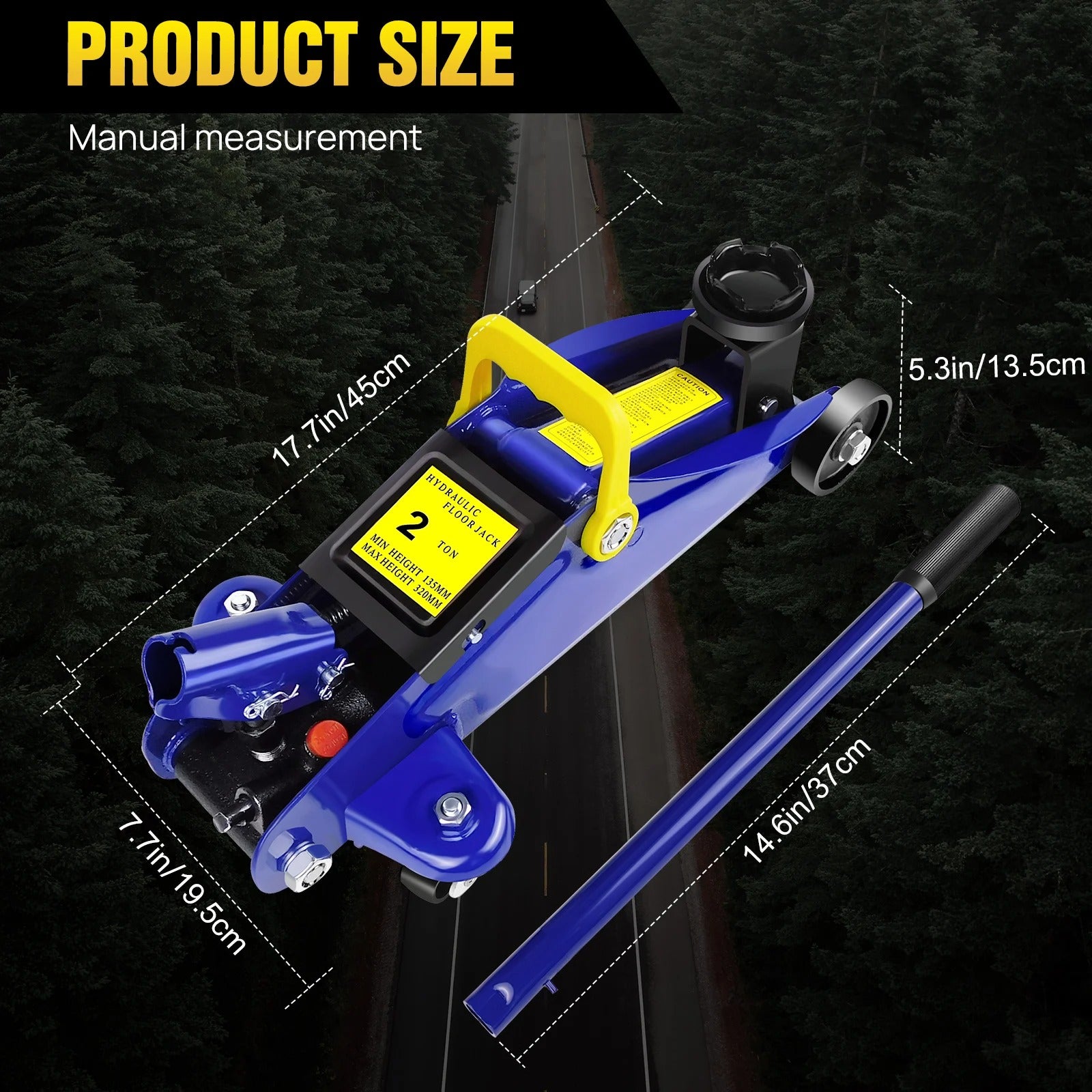 2-Ton Hydraulic Trolley Jack – Heavy-Duty Steel Floor Jack for Cars & Vans (135–320mm Lift)