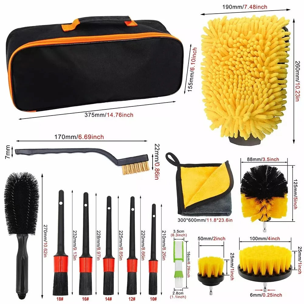 122Pcs Car Detailing Brush Kit – Auto Interior, Wheel & Drill Cleaning Tool Set