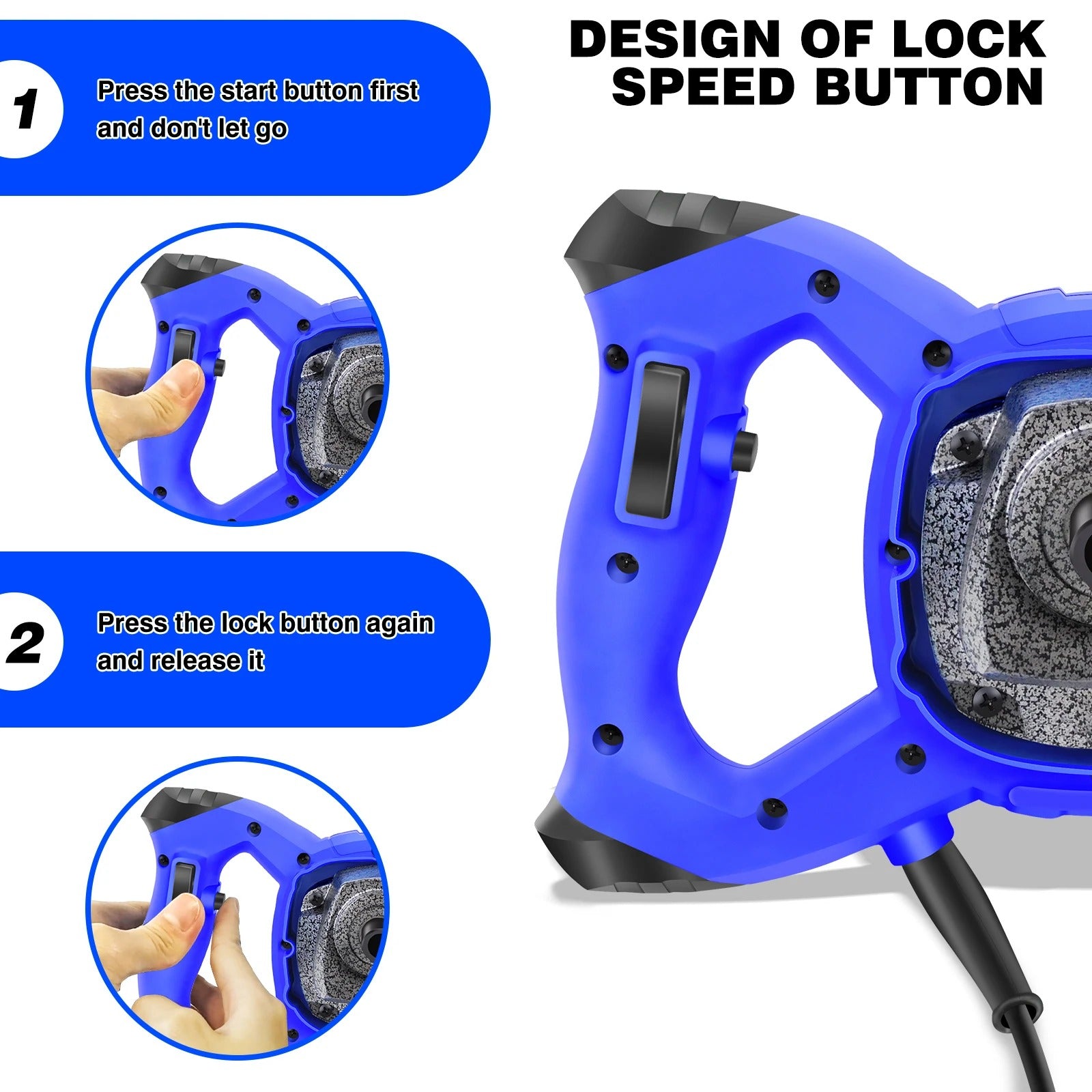 2600W Portable Electric Cement Mixer, 6 Speed Handheld Mixer Stirring Tool for Mixing Grout Paint Mortar Mud Plaster Tool