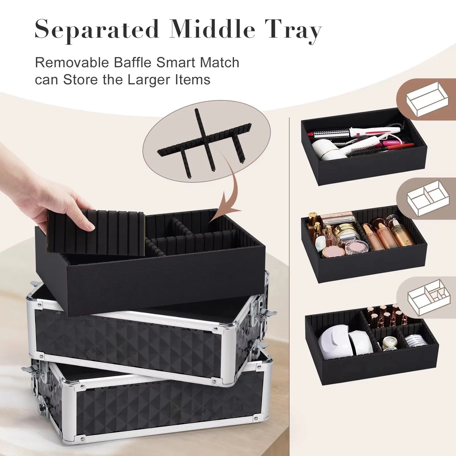 Makeup Trolley Case Detachable 4 in 1 Alloy Train Briefcase for Nail Manicure on Wheels Lock Salon Large Capacity Storage Case