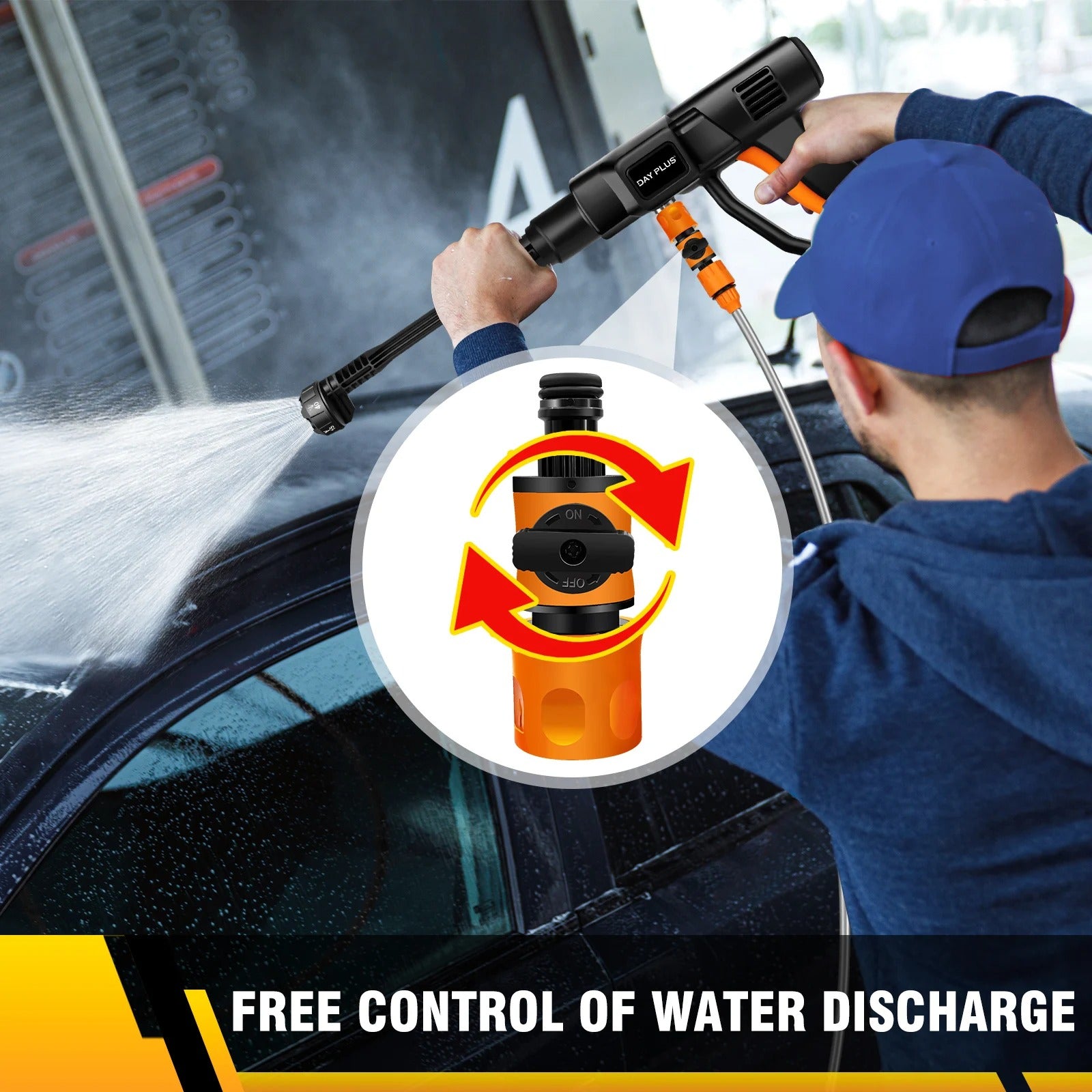 21V Handheld High Pressure Washer | 6-in-1 Nozzle Cordless Water Gun for Car, Floor & Garden Cleaning
