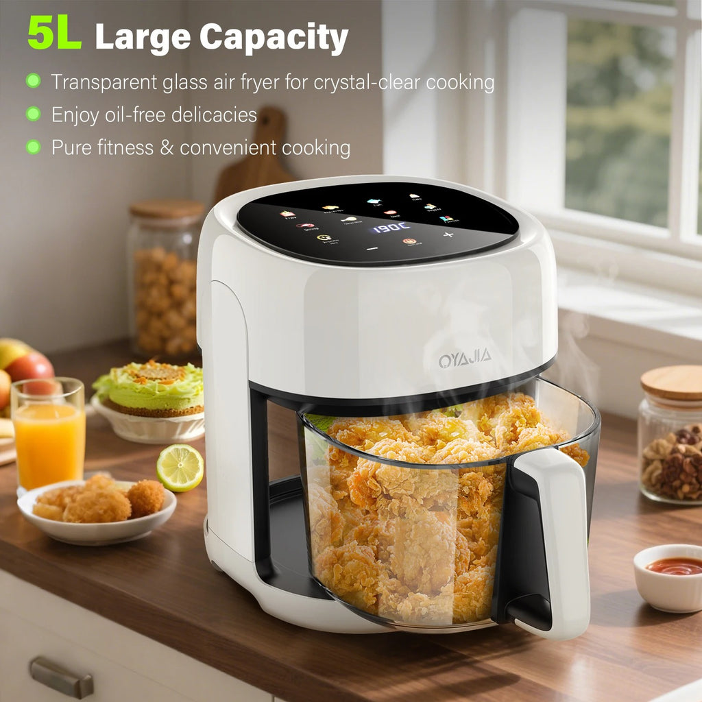 1800W Digital Air Fryer – 5L Large Capacity Oil-Free Cooker with Energy-Saving Rapid Hot Air Technology